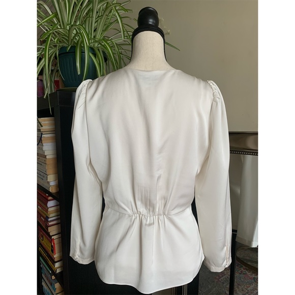 Silk Crepe Peplum Button Blouse, White, J. Crew, 6 - Picture 4 of 9